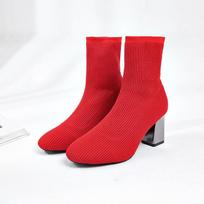 Mada Mada Kulkšnies Elastingi Kojinės Batai Stori Aukšti Kulniukai Tamprios Moteriški Rudens Seksualūs Batai Smailus Pirštas Moteriški Batai 38 red