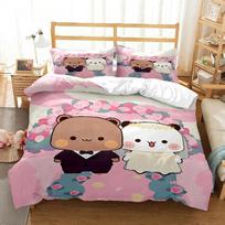 Mielas Bubu Dudu Animacinis Lokys Panda Antklodės Užvalkalas Kawaii Lovos Patalynės Komplektai Minkštas Antklodės Užvalkalas Ir Pagalvės Užvalkalai Vienvietis/Dvigulis/Karalienės Dydis/Karališkas Berniukams 70x133cm 2pcs