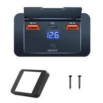 12/24V Dvigubas PD USB C adapteris Lizdas Automobilio įkrovimo prievadas Lizdas Sieninis tvirtinimas Priedai Valtims Jūrinei transporto priemonei Kemperiams RV Sunkvežimiui Golfo vežimėliui PD Dual QC3.0
