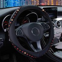 37–38 cm universalus automobilio vairo dangtis cirkonio krištolinis deimantinis dekoras vairo korpuso apsauga, automobilio salono stilius raudona