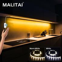 MALITAI USB maitinamas 2835 SMD vandeniui atsparus LED juostinis šviestuvas virtuvės sienai LED naktinis šviestuvas su rankinio šlavimo jutiklio jungikliu balta šilta balta 1M