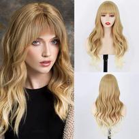 LISI HAIR ilgų rudų perukas su kirpčiukais, šviesiai rudi banguoti perukai moterims, sintetinis natūralių banguotų ilgų rudų plaukų perukas kasdieniniam naudojimui 66cm