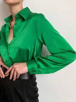 blusas mujer de moda 2022 vasarinė moteriška Populiariausi moteriški marškiniai Moteriški žali marškiniai Palaidinės Viršutiniai ilgomis rankovėmis Prašmatni moteriška palaidinė S žalia