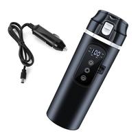 Temperatūros reguliavimo puodelis Kelioninis šildomasis puodelis Elektrinis šildomasis puodelis kavai automobilyje 12V 24V Šildomi puodeliai 500ml 17oz juoda