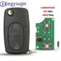 jingyuqin 2 mygtukų nuotolinis automobilio raktas be rakto VW Volkswagen Golf MK4 Passat 1998 1999 2000 2001 1J0959753A 433Mhz ID48 čipas pilnas raktas Board Only popžvaigždė spalva