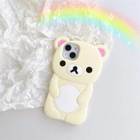 Mielas animacinis 3D Rilakkuma dėklas telefonui iPhone 16 15 14 13 12 11 Pro X XS Max XR 6 7 8 Plus Minkštas silikoninis dangtelis iPhone X(Xs) smėlis