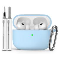 Geriausiai parduodamas AirPods Pro 3 silikoninis apsauginis dėklas, 2025 m. modelis su dirželiu - vientisos spalvos Airpods 1 2 šviesiai mėlyna spalva