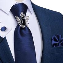 Klasikinis tamsiai mėlynas vyriškas kaklaraiščio kišenė kvadratinės rankogalių segtukai verslo kaklaraiščio žiedų rinkinys Cravat dovana vyrams DiBanGu JZ-0010