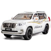 1/18 mastelio Toyota Prado liejimo modelio automobilis, lydinio metalas, sutraukiamas kolekcinės transporto priemonės Žaislai su garsu ir lengvu automobiliu vaikams ir suaugusiems, dovanos 1/18-27x10.5x10cm balta