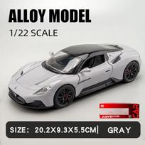 1/22 mastelio Maserati MC20 sportinio automobilio modelis su garsu ir šviesa, atitraukiamas lydinio modelis, lietas modelinis automobilis vaikams, žaislas, dovana 1/22-Size:20.2*9.3*5.5cm pilka