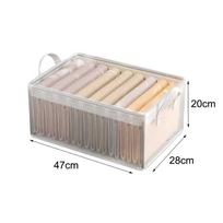 Closet Clothes Organizers Clothes Underwear Transparent Storage Box with Cover Stainless Steel Frame Wardrobe Storage Organizer 1pc skaidri