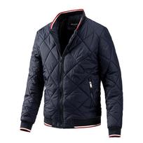 Vyriškas Parkas Vienspalvis Stovintis Apykaklės Deimantinis Raštas Užtrauktukas Vyriški Švarkai Ruduo Žiema Šilti Paltai Vyriški Mados Drabužiai M 50-55kg tamsiai mėlyna
