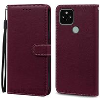 Pixel 5/Pixel 5A dėklas Google Pixel 5 dėklui Piniginė Atverčiamas Odinis Viršelis Google Pixel 5A dėklui Minkštas Silikoninis Piniginės Viršelis For Google Pixel 5 vyno raudonos spalvos