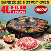 1800W 2 IN 1 Barbecue Hot Pot Elektrinės kepimo plokštės Elektriniai griliai Puodas 220V Nelipnus BBQ grilis Namų karšto puodo kepimo plokštė Namų karšto puodo three-pin plug