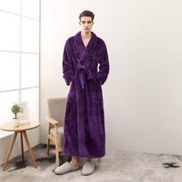 Madingi unisex vyrų moteriški chalatai Minkštas pliušinis koralinis aksominis flanelinis ilgomis rankovėmis mieguistas SPA chalatas M