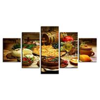Namų dekoras Tapyba Modernus sienų menas Rėmas Restoranas Virtuvė Moduliniai plakatai Nuotraukos 5 vienetai Maistas ir gėrimai HD spausdinta drobė be rėmelio 20x35cm*2  20x45cm*2  20x55cm*1