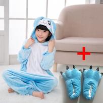 Vaikų Onesie Naujųjų Metų dovana Mėlyna Triušis Pižama Gyvūnų Kostiumas Vaikų Kigurumi Cosplay Su Batais 8T