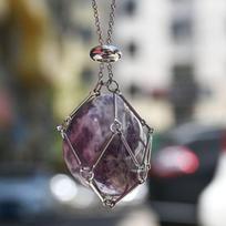 Naujo dizaino krištolo narvelio karolių laikiklis tinklelio metalinės grandinėlės akmenų kolekcionavimo laikiklis Reguliuojamas pakabukas vario papuošalų priedai Amethyst