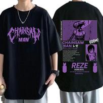 Anime grandininis pjūklas Unisex Reze marškinėliai Estetiški grafiniai marškinėliai Unisex Unisex mada Oversized trumparankoviai marškinėliai Harajuku gatvės stilius L