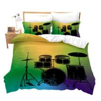 Roko Muzika Baltas ir Juodas Antklodės Užvalkalas Eskizas Piešinys Būgnininkas Muzikinės Įkvėpimai Monochrominis Išdėstymas Dekoratyvinis Vaikams 70x133cm 2pcs
