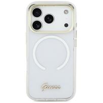 Guess IML Gradient Script Metal MagSafe dėklas iPhone 17 - Balta