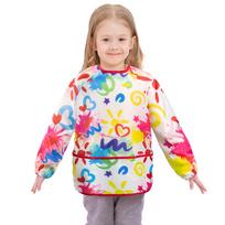 „Art Smock“ – vaikiškos prijuostės mergaitėms Neperšlampamas mažylis Art Smock piešinys mergaitėms ilgomis rankovėmis ir 3 kišenėmis One Size