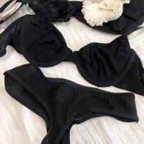 Vasaros 6 spalvų apatiniai moteriški Sexy French Bralette Push Up liemenėlės rinkinys Itin plono siūlų audinio kvėpuojantis apatinis trikotažas su dirželių rinkiniais S juoda