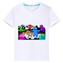 Rainbow Friends Mieli marškinėliai vaikiškam berniukui 10 metų Medvilniniai trumpi viršutiniai marškinėliai Anime marškinėliai berniukams mergaičių drabužiai Vasariniai laisvalaikio drabužiai vaikams dovana 100 balta