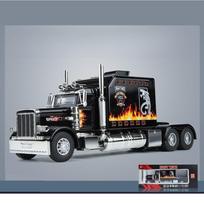 1/24 mastelio amerikietiškos priekabos bokšto galvutės, automobilių lydinio statinis automobilio modelis su „Flash“ muzikos funkcija, tinkamas žaisti entuziastams 1/24-Size:24*9.5*6.5cm juoda