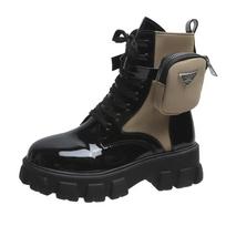Moteriški Batai Naujiena Motociklininko Ankle Boots Platformos Moteriškos Su Raišteliais Platformos Balti Juodi Odiniai Oxford Batai Moteriški Batai Mujer Krepšys 38