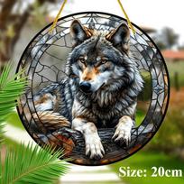 Wolf King Series Akrilinis gaudyklė 8 (20 cm)Vitražo stiliaus pakabinamas langas, Lauko ir vidaus sienoms, Tinka svetainei, miegamajam, prieangžiui, sodui 20cm