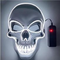 LED kaukolės neoninė apšvietimo kaukė Helovinui, Horror Ghost Head vyrams ir moterims, linksmas vakarėlis, švytintis švytėjimas, tamsus skeletas, Cosplay kostiumų priedai. 1pc balta