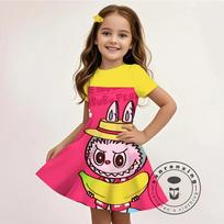 L-LABUBU-A 3D spausdintas naujas animacinis vasarinis suknelė mergaitėms vaikams mada pigus kasdienis nemokama dovana 100% Cosplay 100