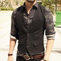 Autumn New Men's British Retro Herringbone Slim Suit Vest Wool Casual Horse Clip Men S kava