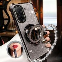 Shockproof Glitter Plating Case For Xiaomi Redmi A5 A3 A1 Turbo 4 3 Pro Crystal Bracelet Mirror Magnetic Holder Cover Redmi A1 rožinė