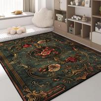 Prabangus žalias kilimas gėlių rašto neslystantis didelio dydžio svetainės kilimas auksiniais kraštais europietiškas tatami kilimėlis minkšti miegamojo kilimai skalbiamas 60x90cm