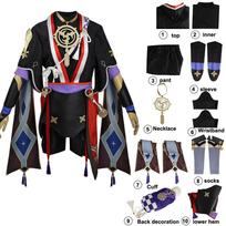 Žaidimas Genshin Impact Scaramouche Cosplay Cosplay Cosplay Genshin Impact Scaramouche apranga Kepurės kostiumas Perukas Cos Helovinas xl