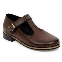 Madingi vintažiniai moteriški Oxford batai plokščiapadžiai batai Kasdieniai T-dirželių madingi plokščiapadžiai Studentų avalynė Creepers Loafer batai Mergaitės Dydis 34 ruda