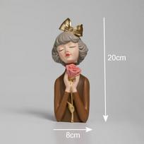 Mielas kūrybingas Puokštės Mergaitė Ornamentai Skulptūra Statulėlė dovanos Svetainės TV spintelė Gėlių kompozicija Modernus namų dekoras gray