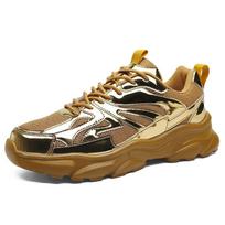Prabangūs auksiniai vyriški sportbačiai blizgančia platforma, kasdieniai vyriški sportbačiai, madingi, tinklelio, lengvi treniruočių batai vyrams, zapatillas de hombre 38