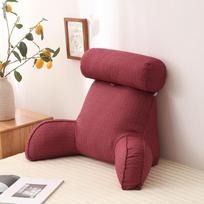 Didelė atlošo skaitymo pagalvės rinkinys su rankų ir kaklo atrama - Užpildas iš perlų vatos 45*15cm Round Pillow Only vyno raudonos spalvos
