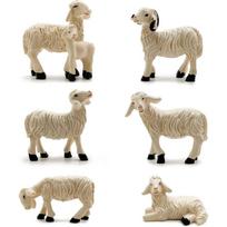 Sodo statulos Miniatiūrinės sodo figūrėlės Statulos lauko dekoras Sodo menas lauke rudeniui žiemos sodo dekoras, lauko statula terasai, veja Sheep-6pcs
