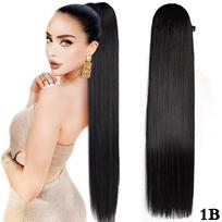 MISSQUEEN sintetinis surišimo uodegos priauginimas ilgas tiesus juodas surišamas uodegos uodega Moterims Clip in Ponytail plaukų priauginimas 70cm