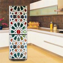 Šaldytuvo kaleidoskopo lipdukas durų dangtis šaldytuvo dekoravimo tapetai žalios palmės peizažas lipdukas kūrybinis plėvelė 40x120cm(1pcs)