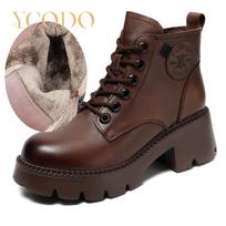 Moteriški rudens ir žiemos natūralios odos „Marton Boots“ rankinio įrišimo siuvimo batai 40