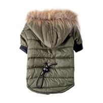 Reguliuojama šunų žieminė striukė su gobtuvu Pet Dog Hoodie Šiltas kailinis antkaklis Maži šunų drabužiai Čihuahua XS žalia