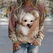 Moteriški marškinėliai Šuo 3D Spausdinti Megztiniai Marškinėliai Moteriški Mada Crewneck Hoodie Kawaii Animal Sweats Moteriški sportiniai kostiumai mergaičių paltai Sudaderas S