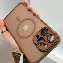 Prabangus matinis magnetinis dėklas iPhone 16 Pro Max 16 Plus Coque iPhone 15 14 13 12 Pro Max Magsafe belaidžio įkroviklio dangteliui For iPhone 12 beige