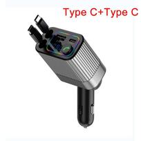 4 IN 1 Bluetooth automobilinis įkroviklis Daugiafunkcis įkroviklis Patogus naudoti Type-C įkrovimo adapteris su skaitmeniniu ekranu su ištraukiamu kabeliu skirtas iPhone