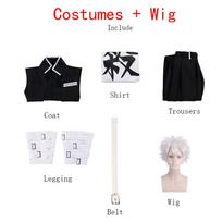 Anime Demon Slayer Shinazugawa Sanemi Cosplay Kostiumas Apranga Perukas Lipdukai Pilnas Rinkinys Konvencijos Cosplay Kostiumas M pilka/juoda